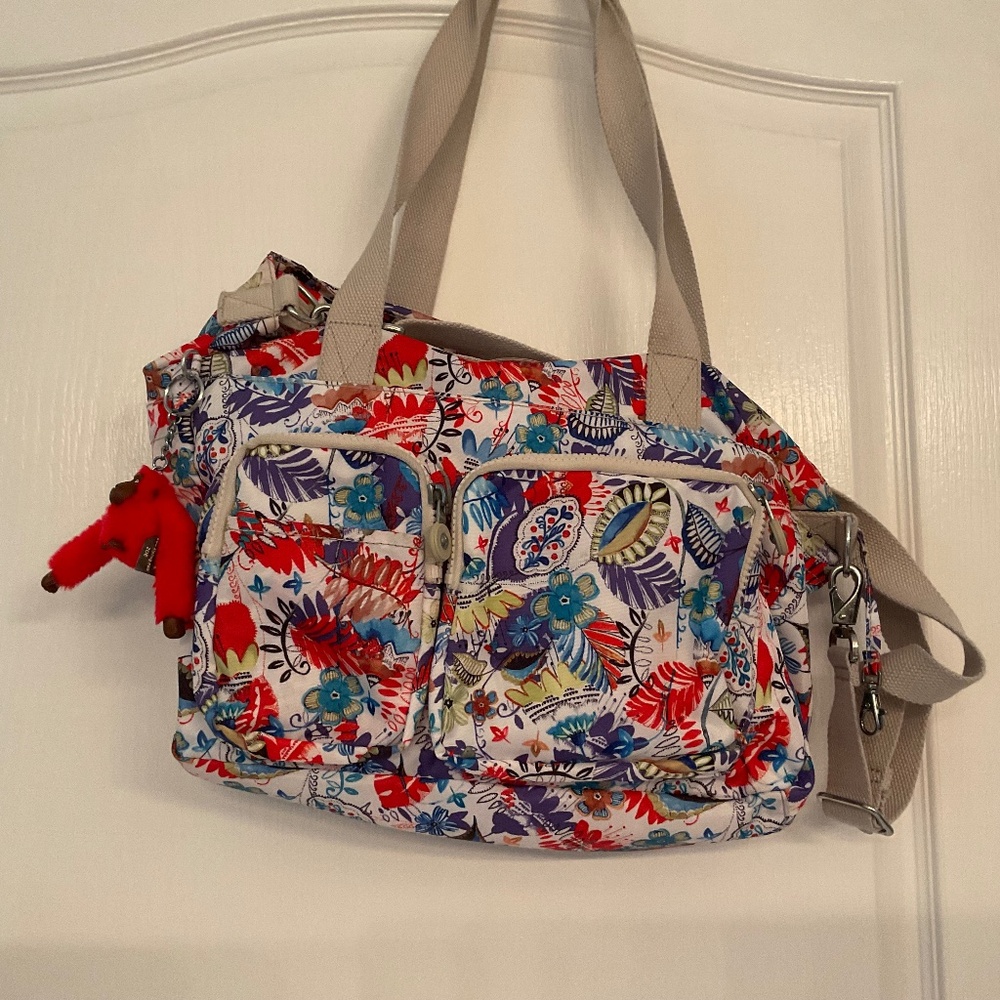 Kipling Floral Shoulder Multi Colored Large Bag Zoe Monkey